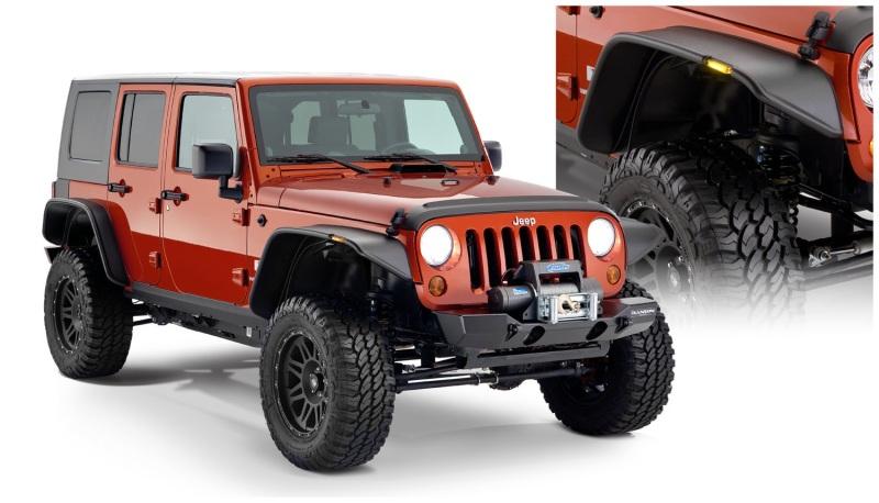 Bushwacker 07-18 Jeep Wrangler Unlimited Flat Style Flares 4pc 4-Door Sport Utility Only - Black 10918-07 Main Image