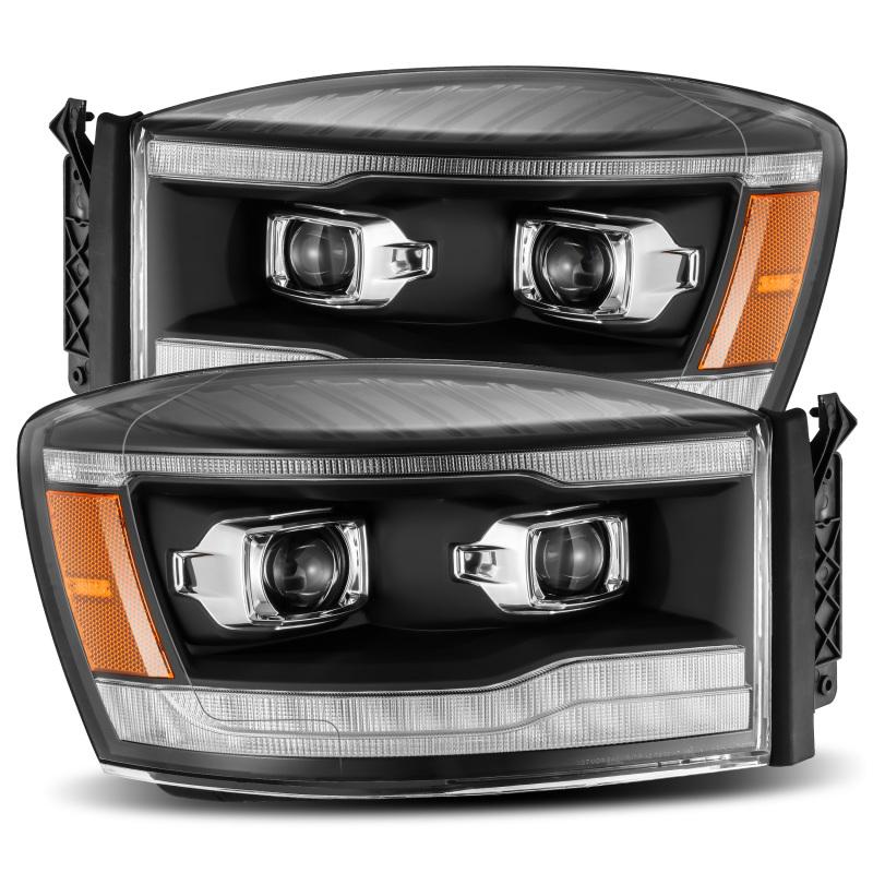 AlphaRex 06-08 Dodge Ram 1500HD PRO-Series Projector Headlights Plank Style Black w/Seq Signal/DRL 880532 Main Image