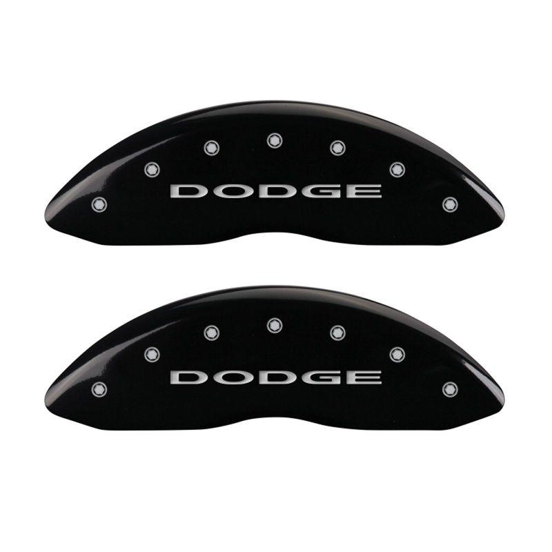 MGP 4 Caliper Covers Engraved Front & Rear With out stripes/Dodge Black finish silver ch 12134SDD4BK Main Image