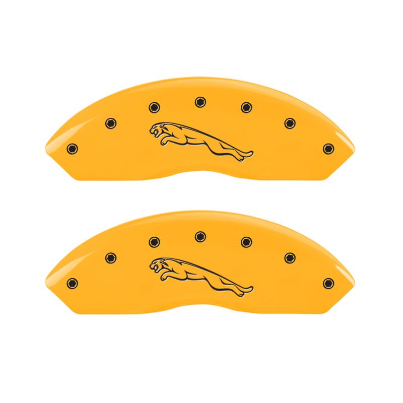 MGP 4 Caliper Covers Engraved Front & Rear Leaper Yellow finish black ch 41004SLPCYL Main Image