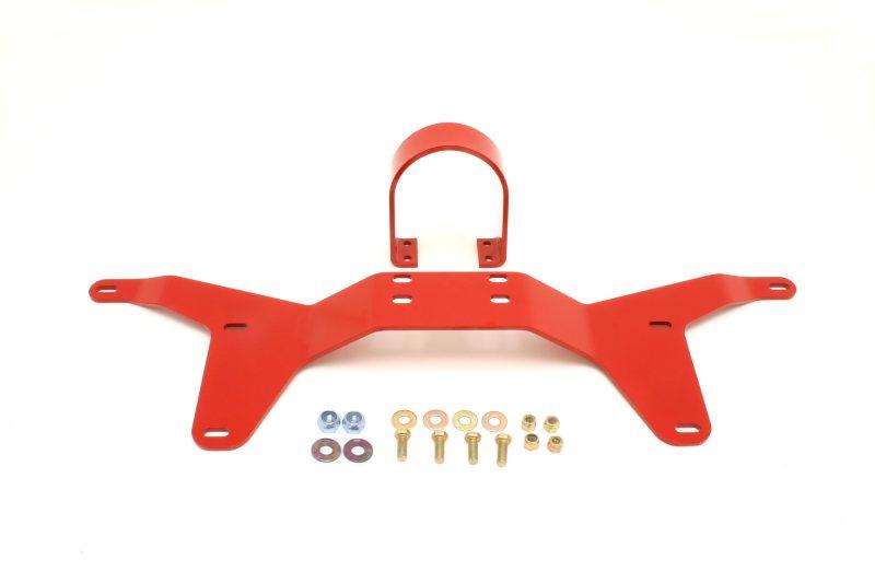 BMR 05-14 S197 Mustang Rear Tunnel Brace w/ Rear Driveshaft Safety Loop - Red DSL011R Main Image