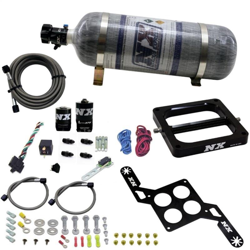 Nitrous Express 4500 RNC Conventional Nitrous Plate Kit w/.375in Solenoid w/12lb Bottle 55170-12 Main Image