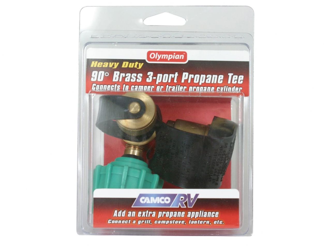 Camco Brass 90 Tee - w / 3 Ports, Clamshell