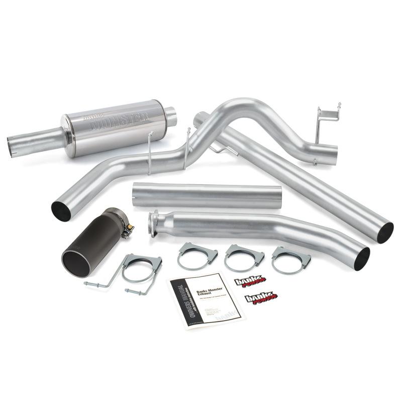 Banks Power 98-02 Dodge 5.9L Std Cab Monster Exhaust System - SS Single Exhaust w/ Black Tip 48635-B Main Image