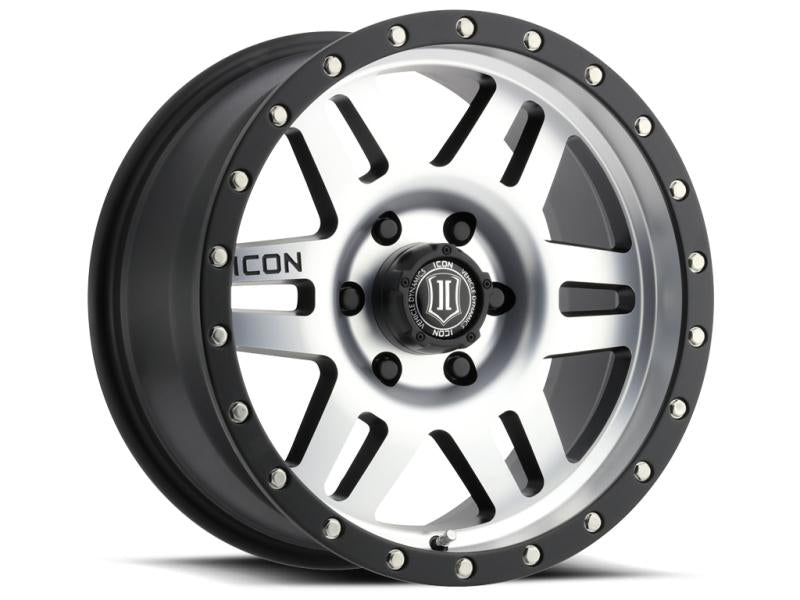 ICON Six Speed 17x8.5 5x150 25mm Offset 5.75in BS 116.5mm Bore Satin Black/Machined Wheel 1417855557MB Main Image