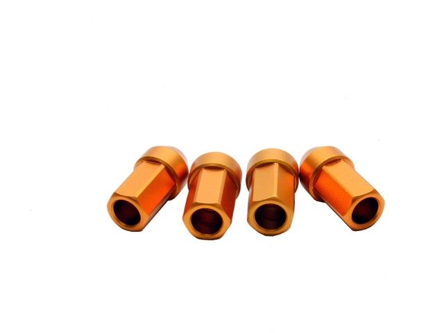 TiTek Aluminum Lightweight Short Open Lug Nuts 4-Pack 12 x 1.25 GOLD