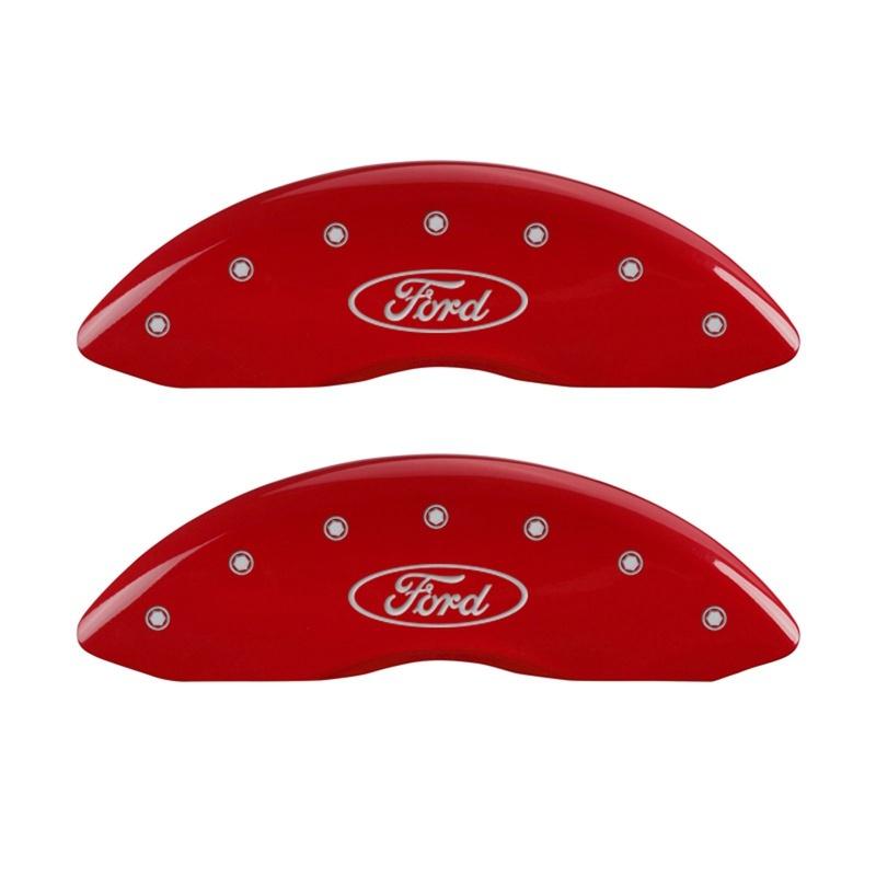 MGP Front set 2 Caliper Covers Engraved Front Oval logo/Ford Red finish silver ch 10234FFRDRD Main Image