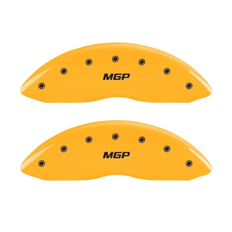 MGP Front set 2 Caliper Covers Engraved Front MGP Yellow finish black ch 14221FMGPYL Main Image