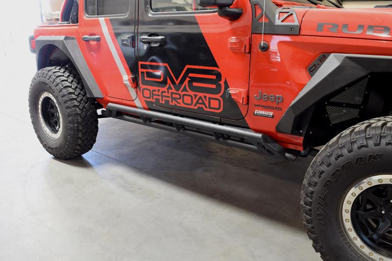 DV8 Offroad 2018+ Jeep Wrangler JL Tubular Rock Slider Step w/ Plated End Caps SRJL-03 Main Image