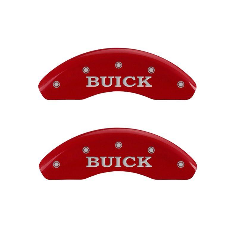 MGP 4 Caliper Covers Engraved Front Buick Engraved Rear Buick Shield Red finish silver ch 49009SBSHRD Main Image