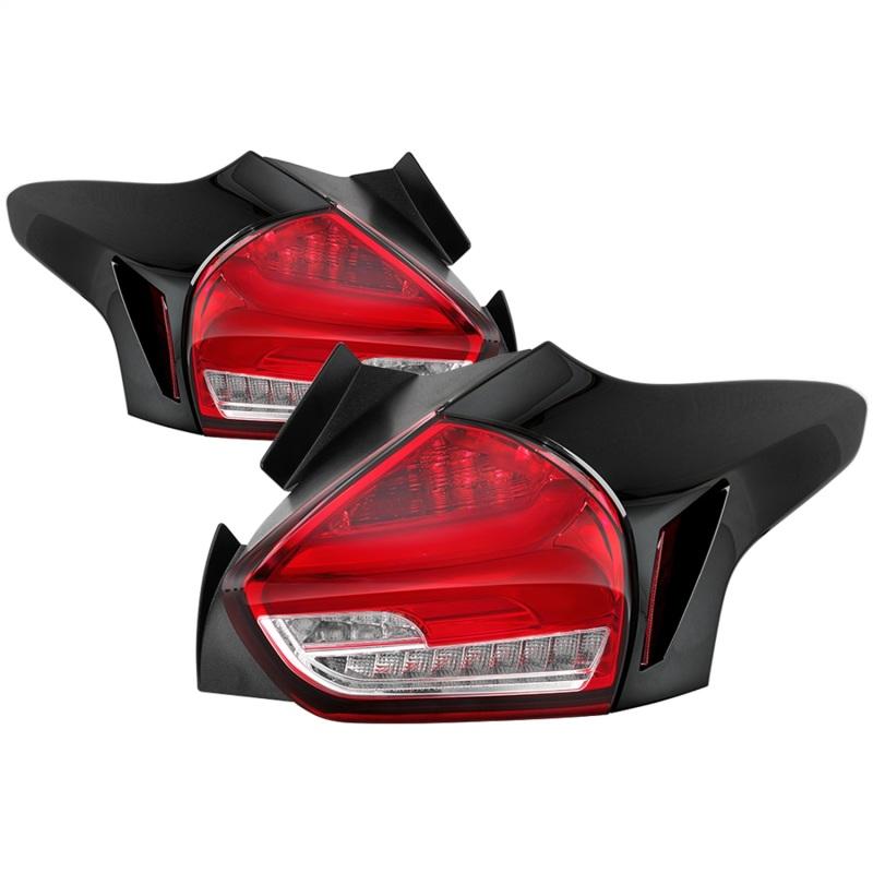 Spyder 15-17 Ford Focus Hatch LED Tail Lights w/Indicator/Reverse - Red Clr (ALT-YD-FF155D-LED-RC) 5085726 Main Image