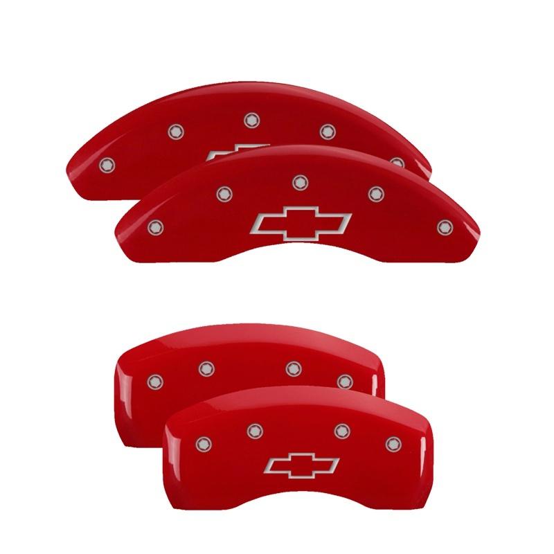 MGP 4 Caliper Covers Engraved Front/Rear Red Powder Coat Finish Sil. Charac 18-19 Chevy Equinox 14247SBOWRD Main Image