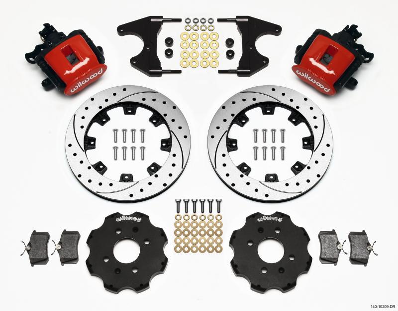 Wilwood Combination Parking Brake Rear Kit 12.19in Drilled Red Civic / Integra Drum 2.46 Hub Offset 140-10209-DR Main Image