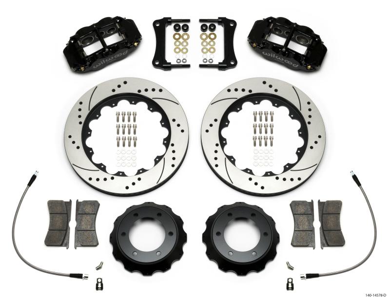 Wilwood Narrow Superlite Black 6R Front Kit 14in Drilled Rotor w/ Lines 05-15 Toyota Tacoma 140-14578-D Main Image