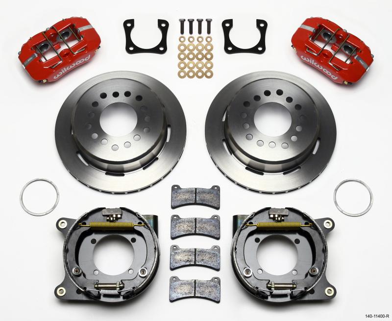 Wilwood Dynapro Low-Profile 11.00in P-Brake Kit - Red Chevy 12 Bolt Spcl 2.81in Off Stag Mount 140-11400-R Main Image