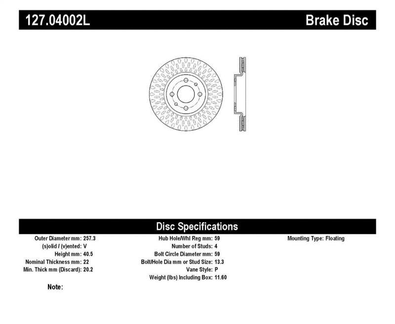 StopTech Slotted & Drilled Sport Brake Rotor 127.04002L Main Image