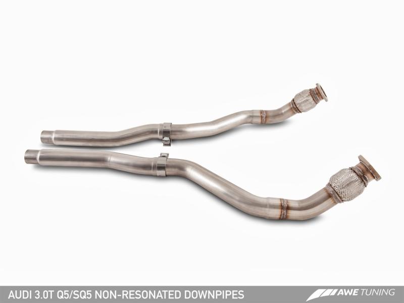 AWE Tuning Audi 8R Q5 3.2L Non-Resonated Exhaust System (Downpipe-Back) - Polished Silver Tips 3020-32018 Main Image