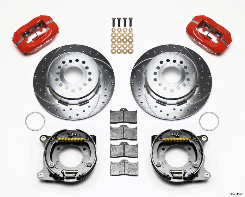 Wilwood Forged Dynalite P/S P-B Kit Drill-Zinc Red Chevy 12 Bolt w/ C-Clips 140-7141-ZR Main Image
