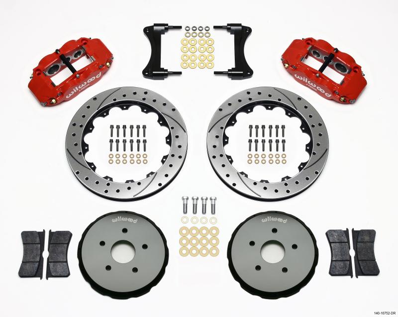 Wilwood Narrow Superlite 6R Front Hat Kit 12.88in Drilled Red 2008 Toyota Matrix 140-10752-DR Main Image