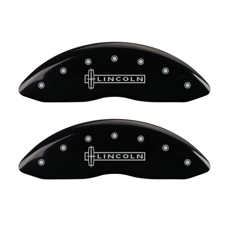 MGP 4 Caliper Covers Engraved Front Lincoln Engraved Rear Star logo Black finish silver ch 36014SLC1BK Main Image