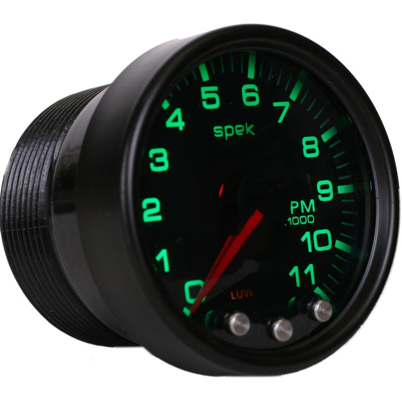 Autometer Spek-Pro Gauge Tach 2 1/16in 11K Rpm W/ Shift Light & Peak Mem Blk/Smoke/Blk P33652