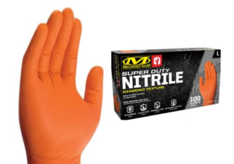 Mechanix Wear SD Orange Nitrile RDT 8 Mil LG - 10 Packs (100 Gloves Ea) D01-09-010-100-10