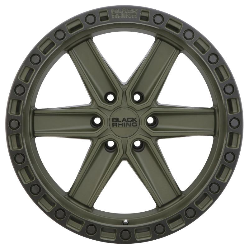 Black Rhino Henderson 17x9.0 6x139.7 ET12 CB 112.1 OD Green w/Black Lip Edge & Black Bolts Wheel 1790HDS126140N12 Main Image