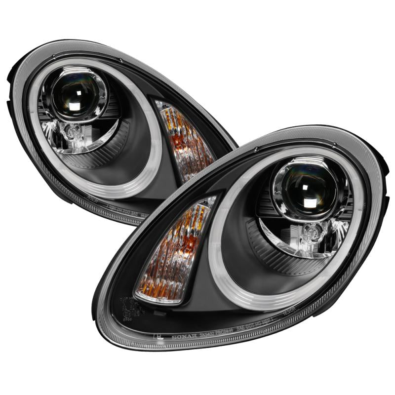 Spyder Porsche Cayman 05-08 Headlights - Halogen Model Only - DRL LED - Black PRO-YD-P98705-DRL-BK 5083197 Main Image