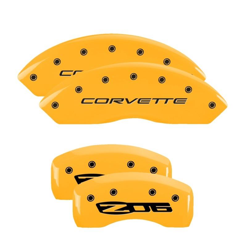 MGP 4 Caliper Covers Engraved Front C5/Corvette Engraved Rear C5/Z06 Yellow finish black ch 13007SCZ5YL Main Image