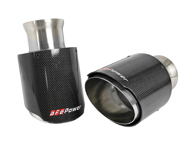 aFe MACH Force-XP 4-1/2in Carbon Fiber OE Replacement Exhaust Tips - 15-19 Dodge Charger/Hellcat 49C32068-C