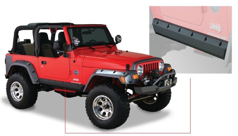 Bushwacker 97-06 Jeep Wrangler Trail Armor Pocket Style Rocker Panels - Black 14008 Main Image