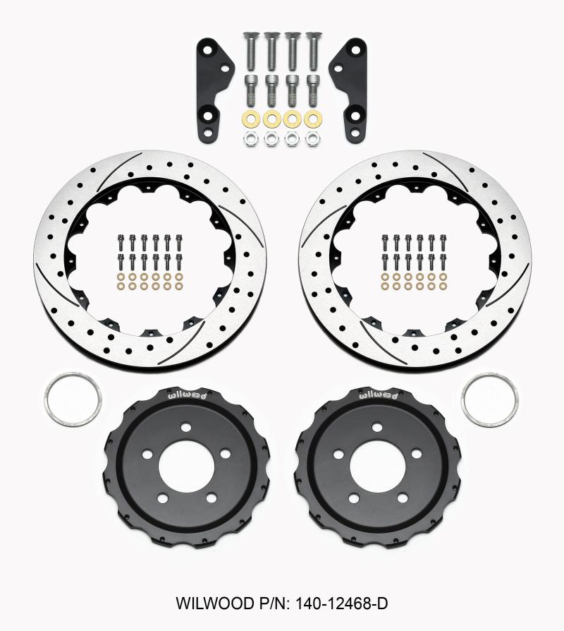 Wilwood Pro-Matrix Rear Kit Drilled 05-12 Mustang GT (2pc Hat/Rtr) 140-12468-D Main Image