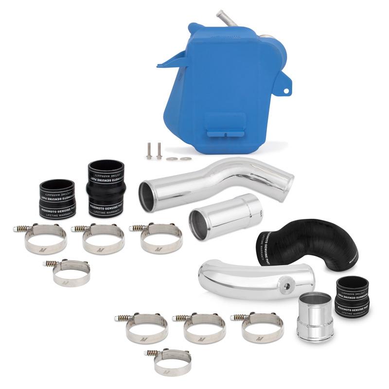 Mishimoto 11-16 Ford 6.7L Powerstroke Air-To-Water Intercooler Kit - Wrinkle Blue w/ Polished Pipes MMINT-F2D-11KBLP Main Image