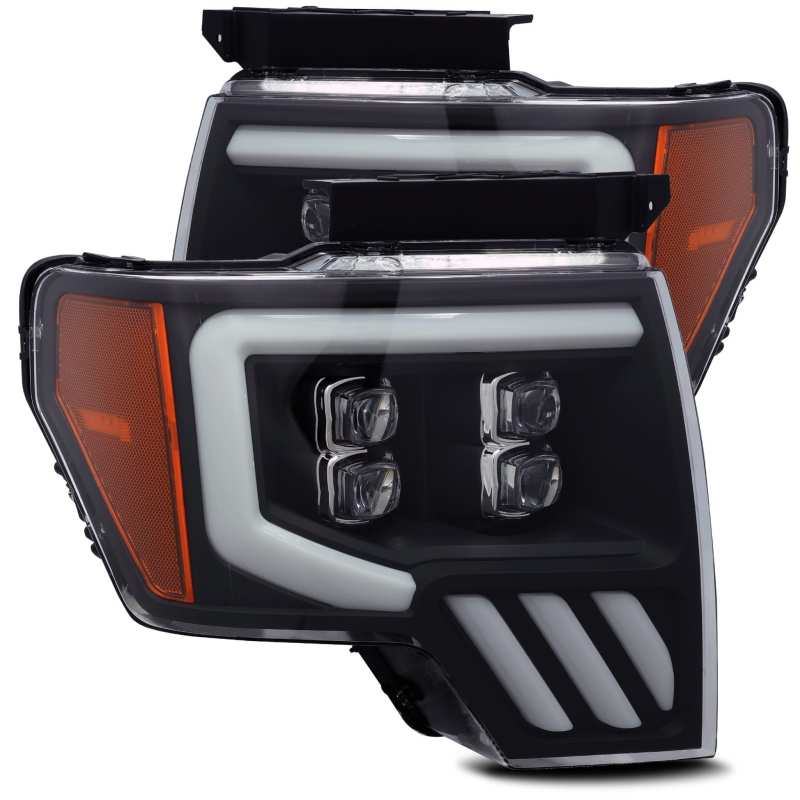 AlphaRex 09-14 Ford F-150 NOVA LED Proj Headlights Plank Style Matte Black w/Activ Light/Seq Signal 880192 Main Image