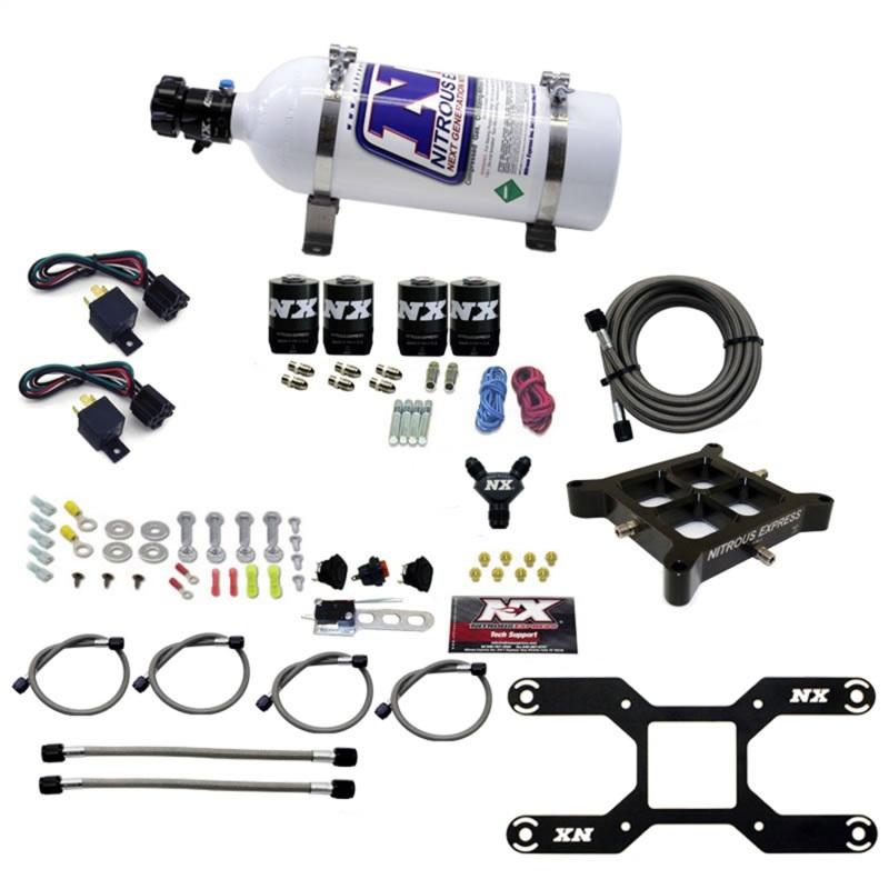 Nitrous Express 4150 Dual Stage Billet Crossbar Nitrous Kit (50-300 & 100-500HP) w/5lb Bottle 66042-05 Main Image