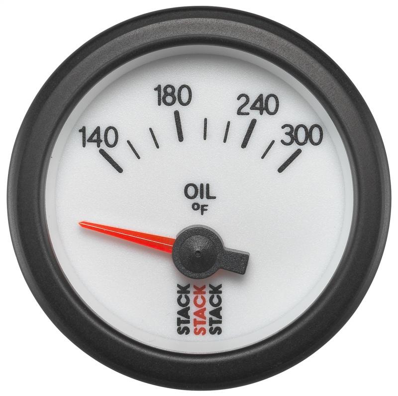 Autometer Stack 52mm 140-300 Deg F 1/8in NPTF Electric Oil Temp Gauge - White ST3260 Main Image