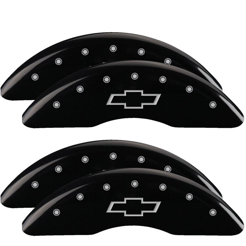 MGP 4 Caliper Covers Engraved Front & Rear Bowtie Black finish silver ch 14173SBOWBK Main Image