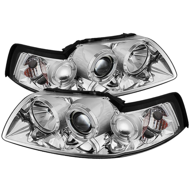 Spyder Ford Mustang 99-04 Projector Headlights LED Halo Chrome High H1 Low H1 PRO-YD-FM99-1PC-AM-C 5010452 Main Image