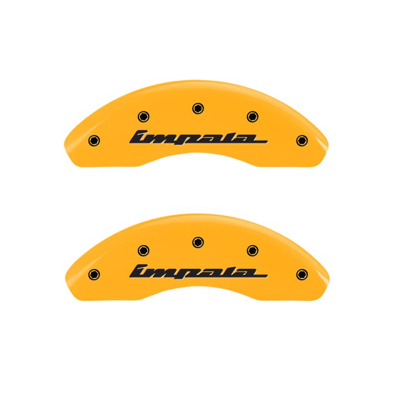 MGP 4 Caliper Covers Engraved Front & Rear Impala Yellow finish black ch 14223SIMPYL Main Image