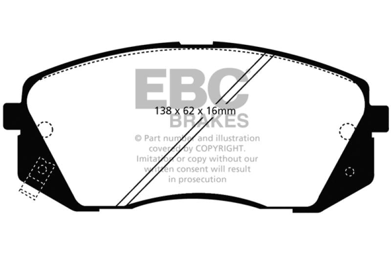 EBC 15+ Hyundai Sonata 1.6 Turbo (Elec Park Brake) Ultimax2 Front Brake Pads UD1826 Main Image