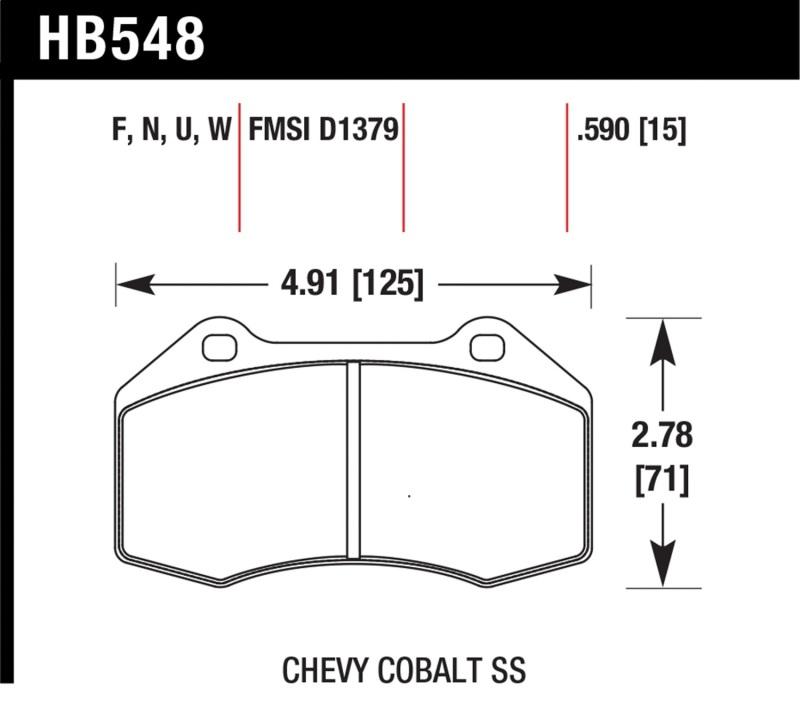 Hawk 08-10 Chevrolet Cobalt / HHR HPS 5.0 Front Brake Pads HB548B.590 Main Image