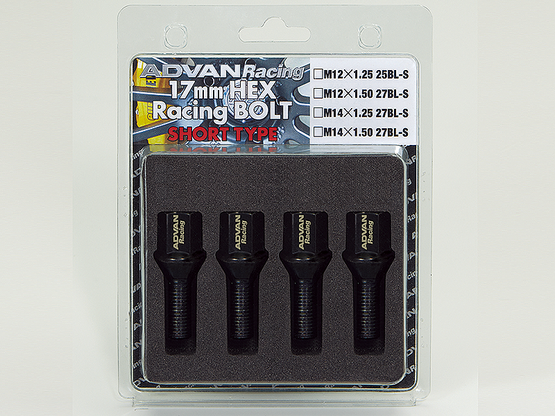 Advan Wheel Bolt M14x1.25 60 Degree 27mm Thread (Black) - 4 Pack (Special Order No Cancel) YV0651