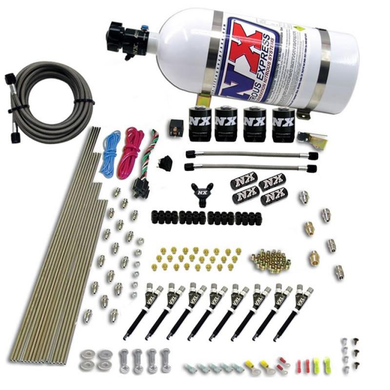 Nitrous Express 8 Cyl VXL Direct Port 4 Solenoids Nitrous Kit (200-500HP) w/10lb Bottle 80019-10 Main Image