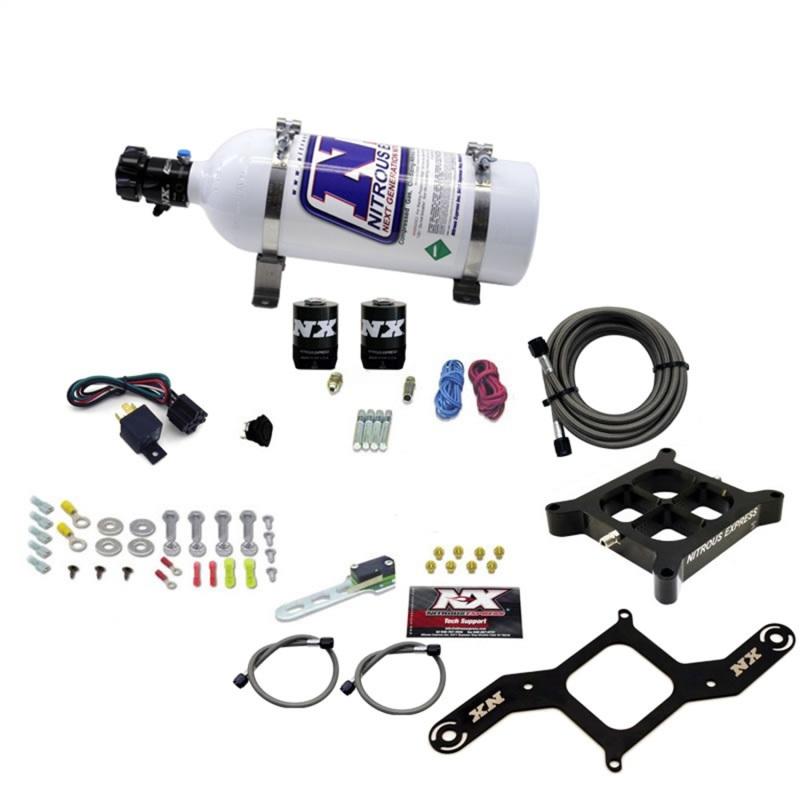 Nitrous Express 4150 Single Entry Billet Crossbar Nitrous Plate Kit (50-300HP) w/5lb Bottle 63040-05 Main Image