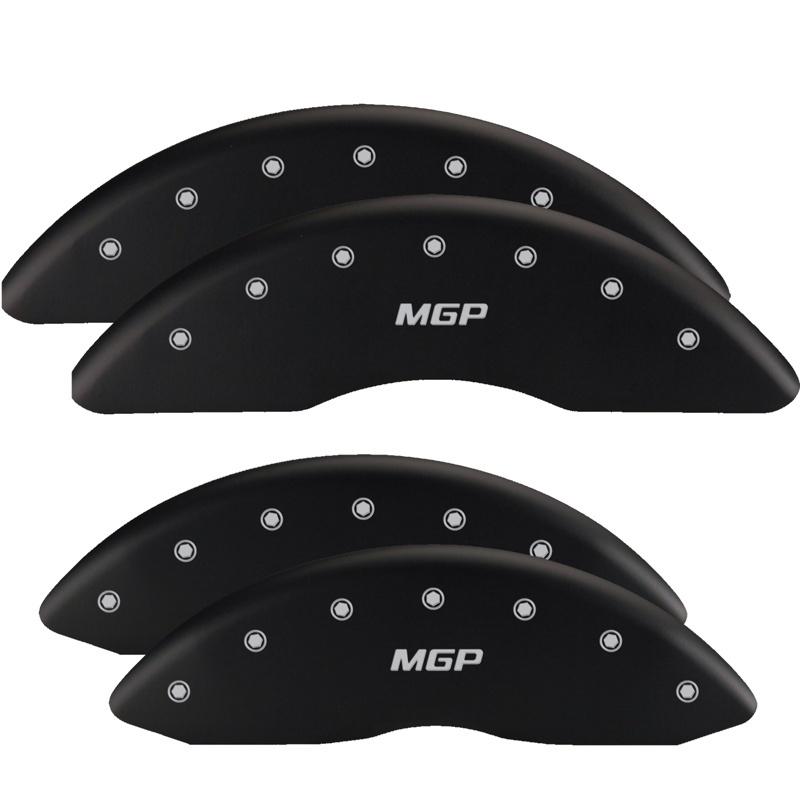 MGP Front set 2 Caliper Covers Engraved Front Chevy racing Red finish silver ch 14012FBRCRD Main Image