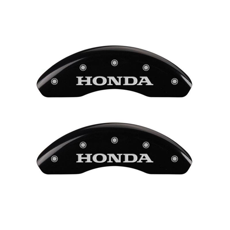 MGP Front set 2 Caliper Covers Engraved Front Honda Black finish silver ch 20209FHONBK Main Image