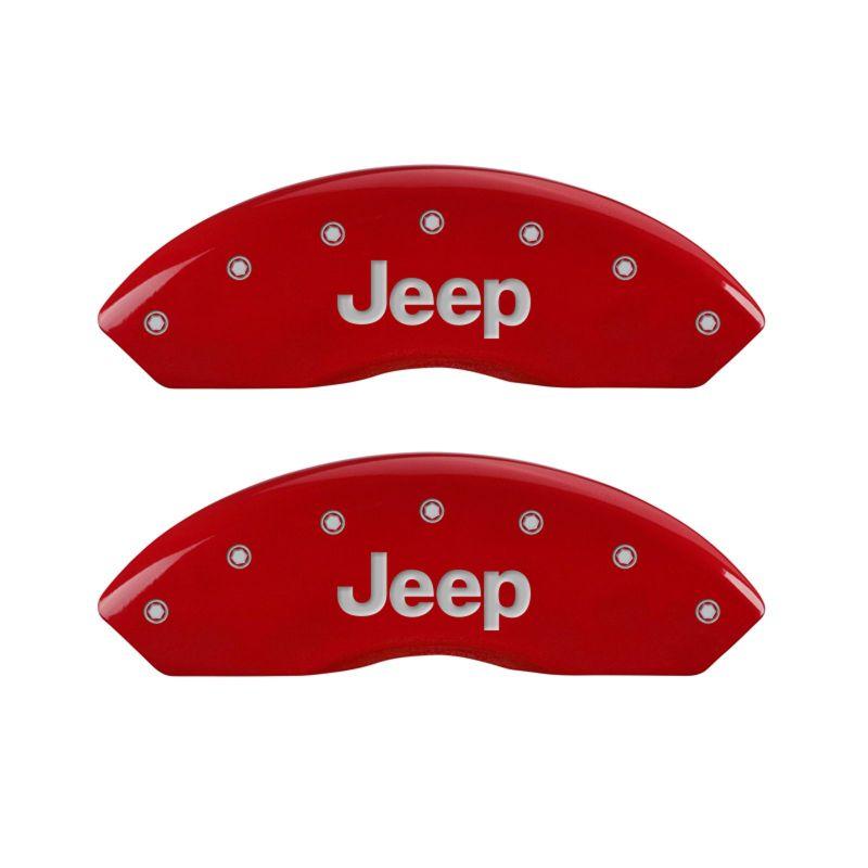 MGP 4 Caliper Covers Engraved Front JEEP Engraved Rear JEEP Grill logo Red finish silver ch 42014SJPLRD Main Image