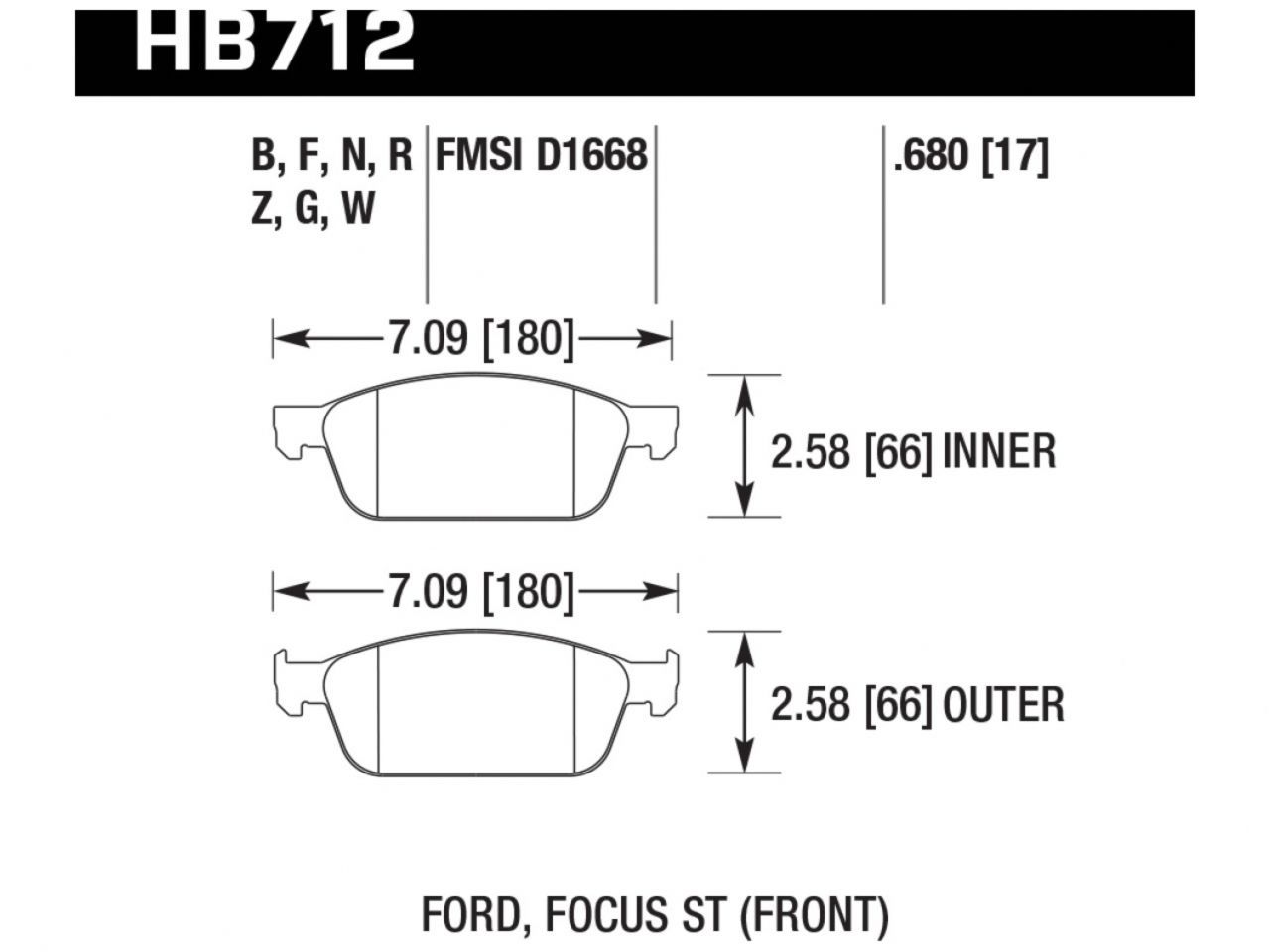 Hawk Brake Pads HB712R.680 Item Image