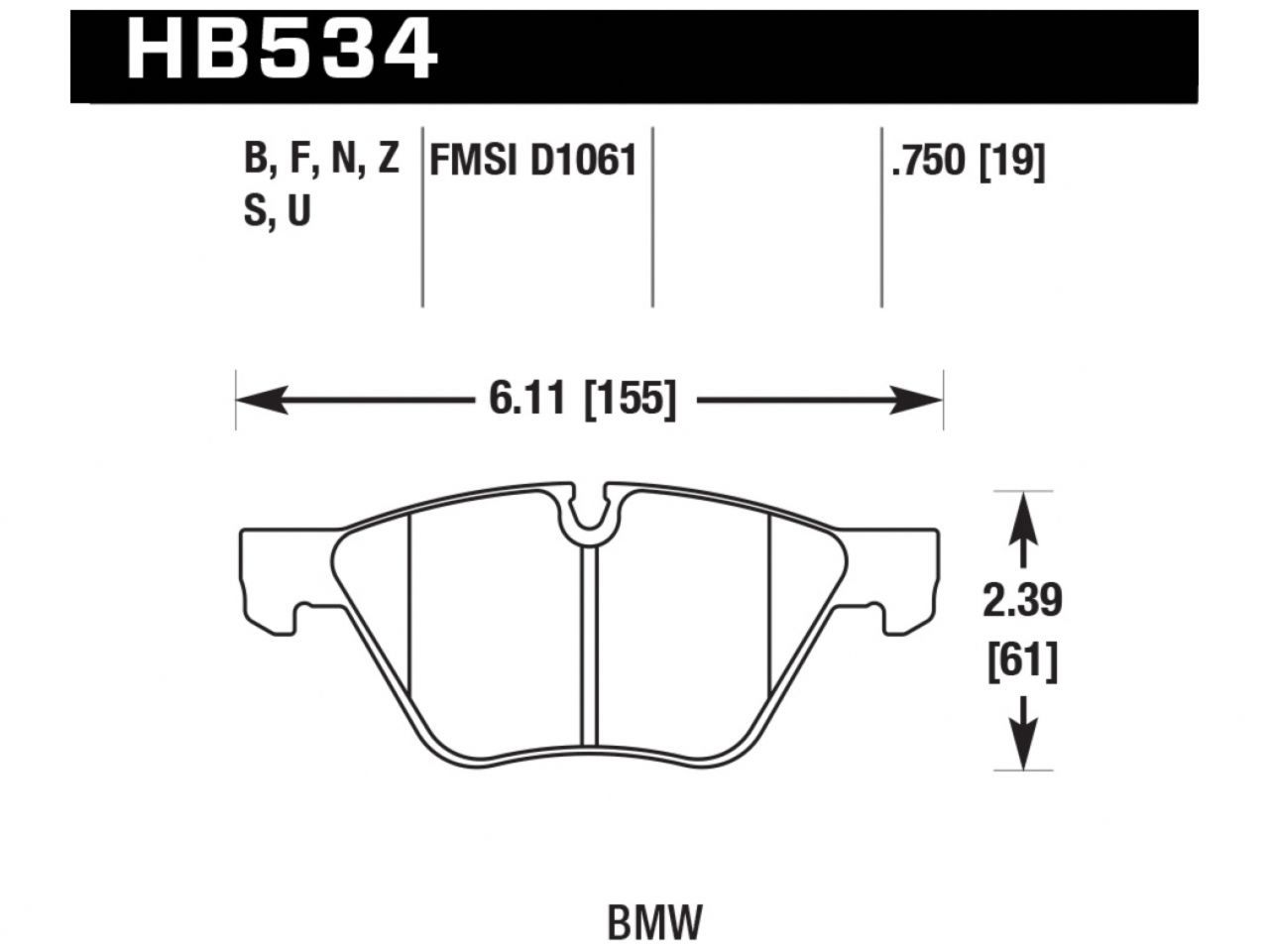 Hawk Brake Pads HB534B.750 Item Image