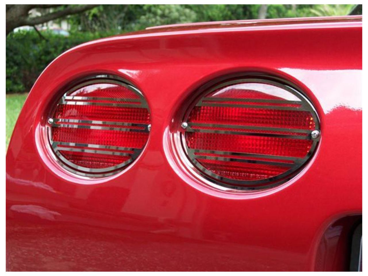 American Car Craft (ACC) Tailgate Light;Corvette Taillight Grilles 4Pc Slotted Polished 97-04